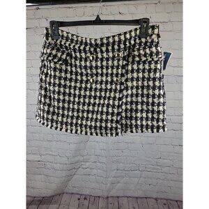 House of Harlow 1960 Black Houndstooth Tweed Skort Womens Size Large NWT